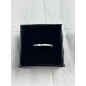 Pandora Timeless Sparkle and Hearts Sterling Silver Band with Cz Diamonds Size 7